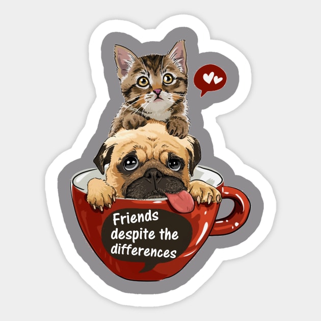 So cutest Cat and Dog Sticker by JOUD_EH